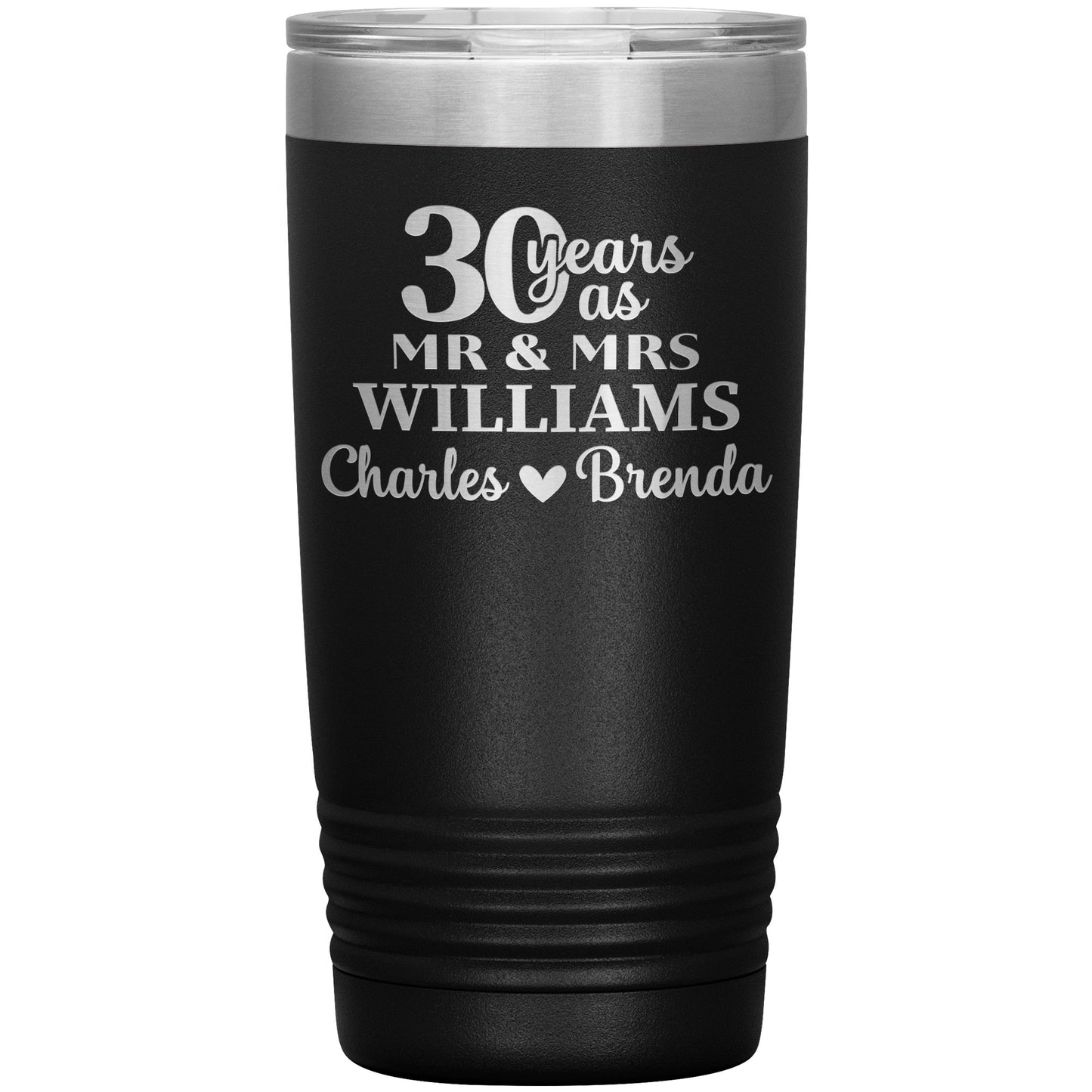 30th Anniversary Gift, 30 Years as Mr. & Mrs. Couple Tumbler