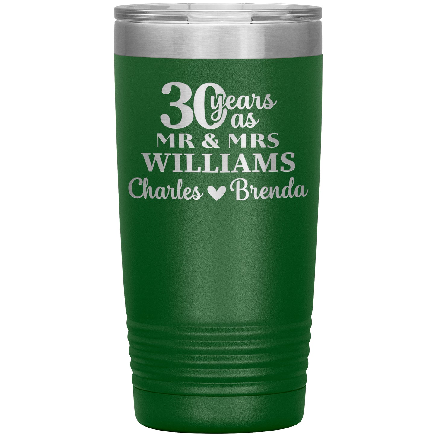 30th Anniversary Gift, 30 Years as Mr. & Mrs. Couple Tumbler