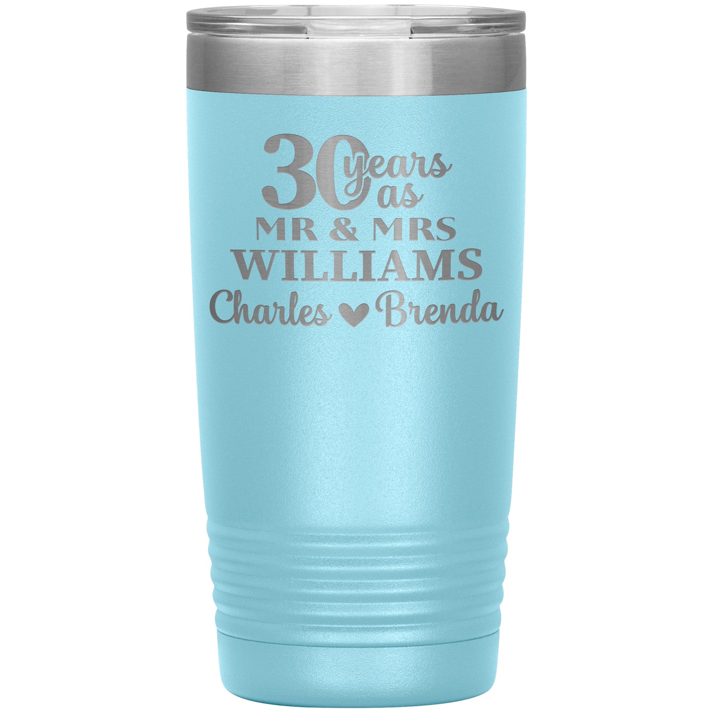 30th Anniversary Gift, 30 Years as Mr. & Mrs. Couple Tumbler