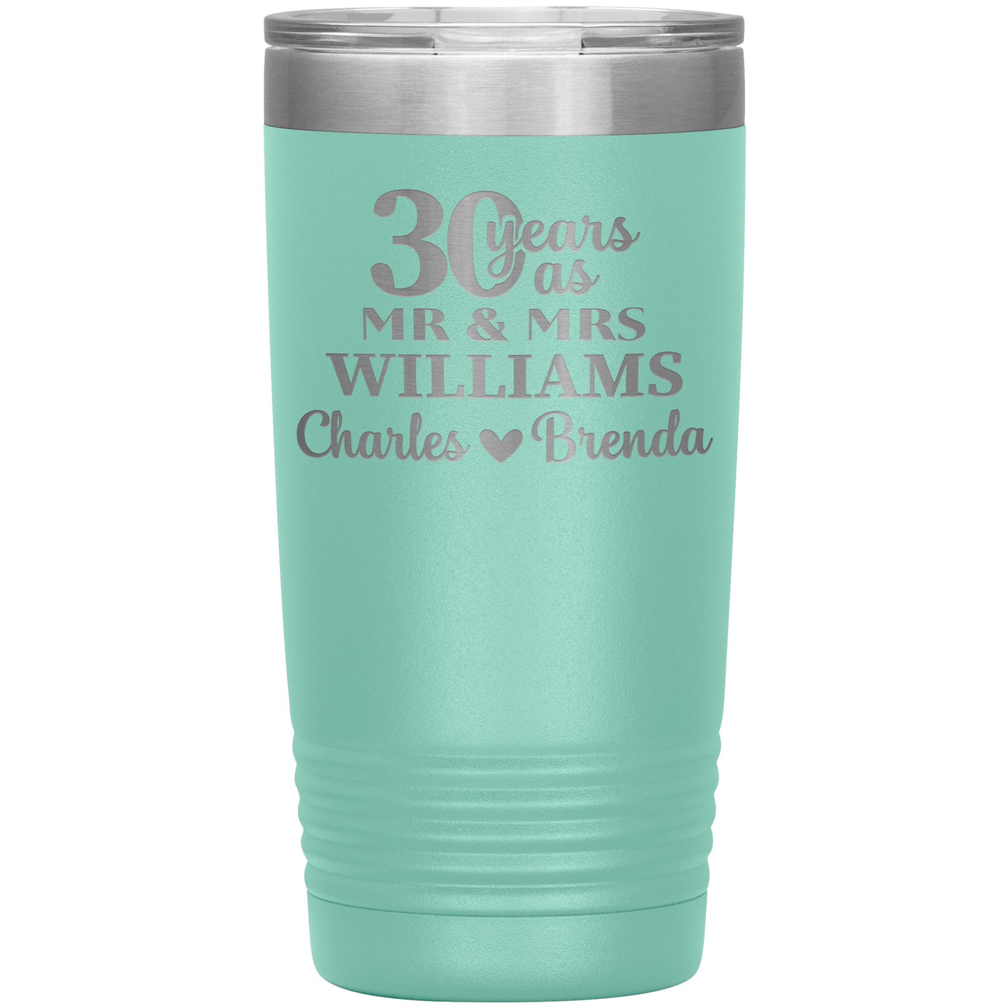 30th Anniversary Gift, 30 Years as Mr. & Mrs. Couple Tumbler