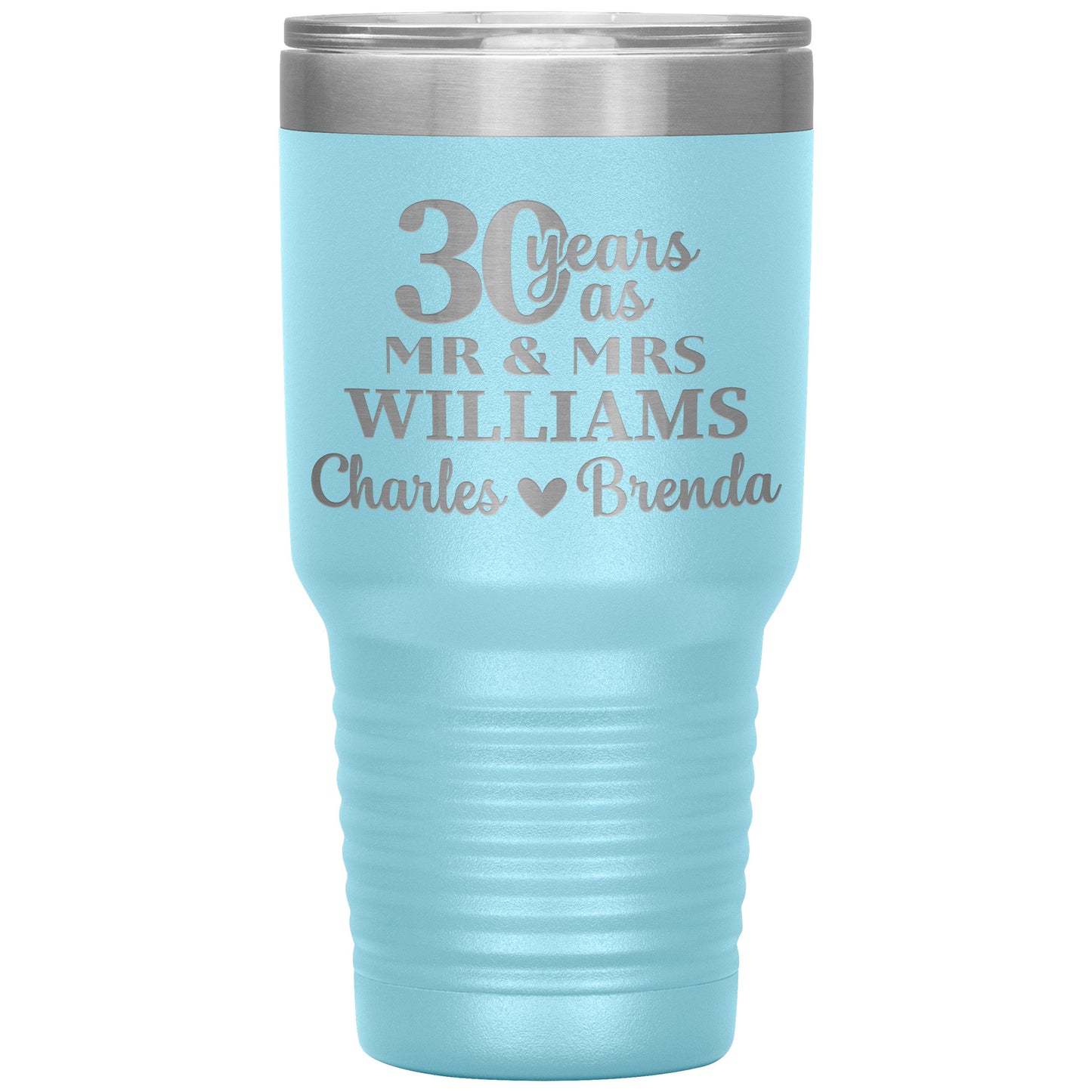 30th Anniversary Gift, 30 Years as Mr. & Mrs. Couple Tumbler