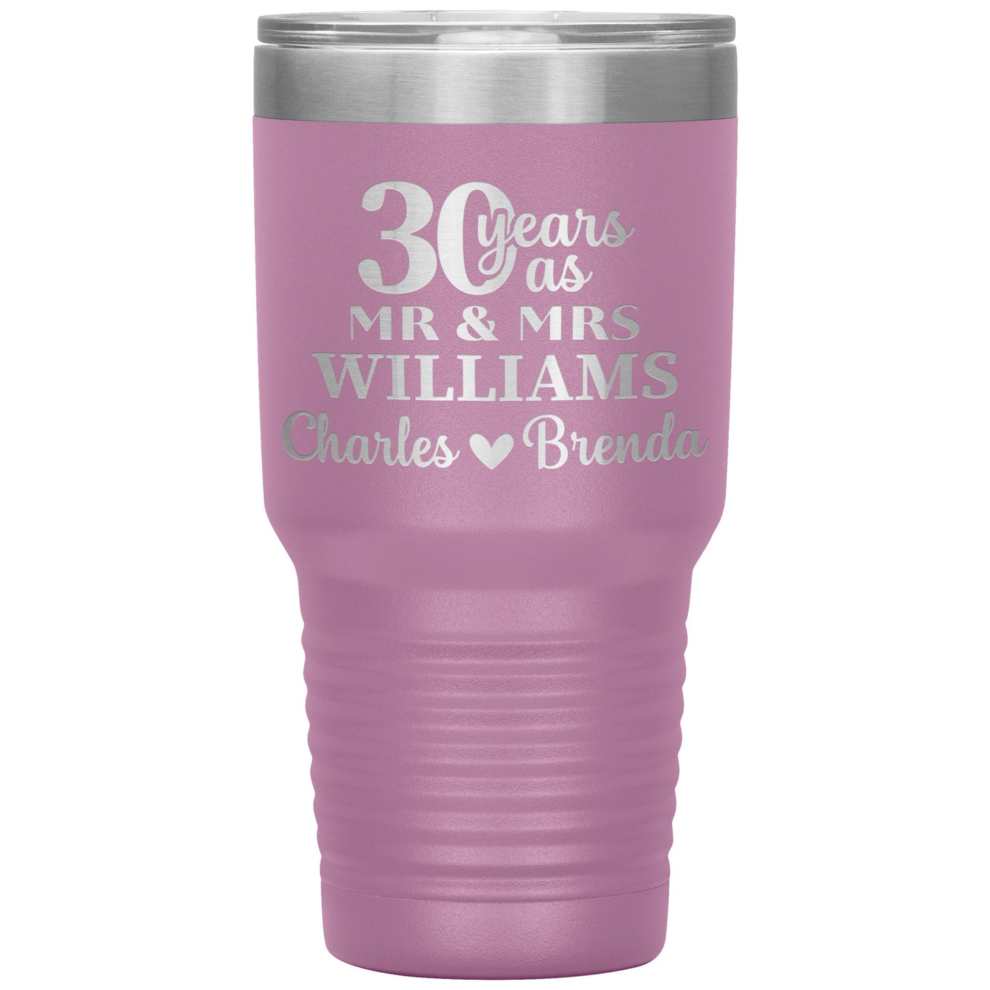 30th Anniversary Gift, 30 Years as Mr. & Mrs. Couple Tumbler