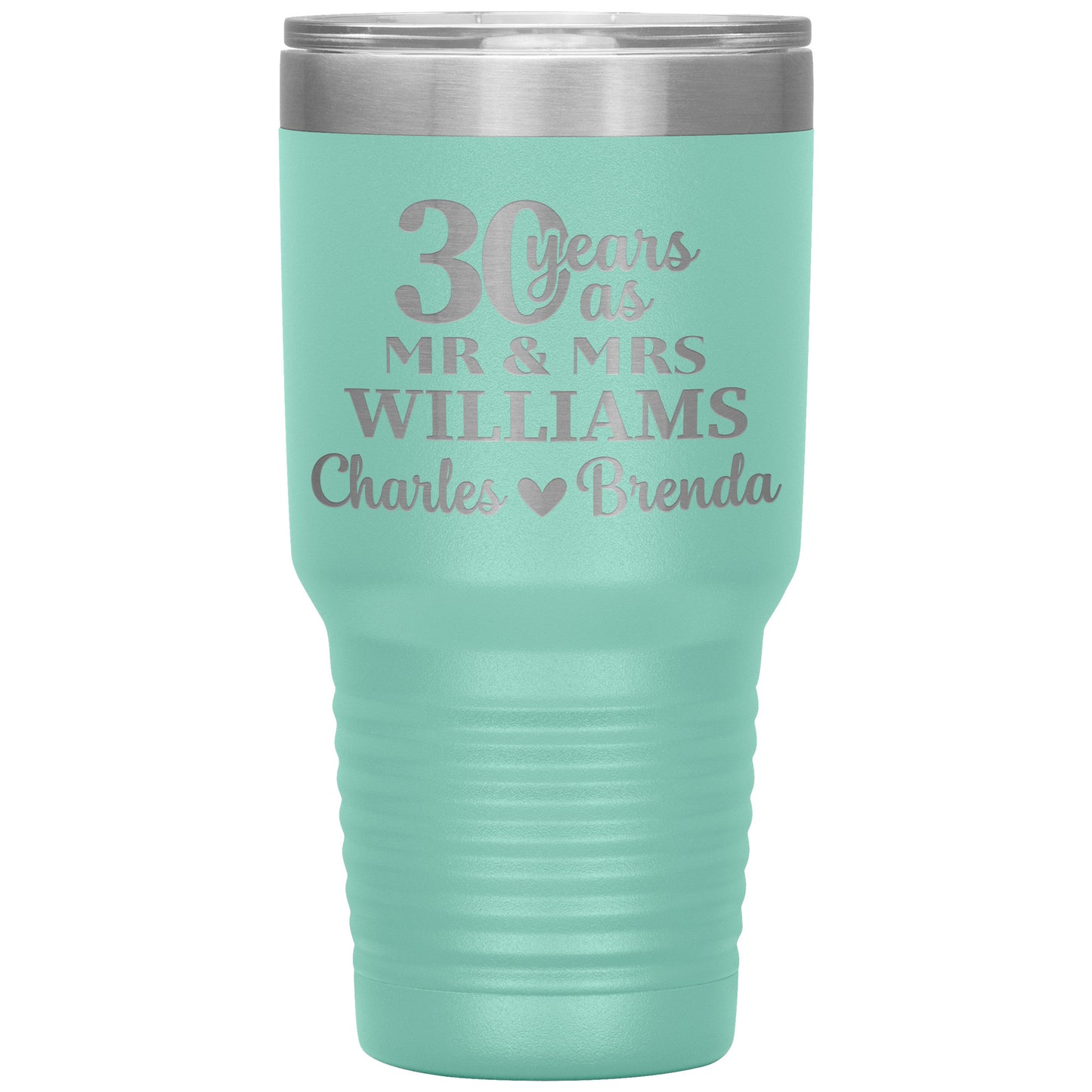 30th Anniversary Gift, 30 Years as Mr. & Mrs. Couple Tumbler