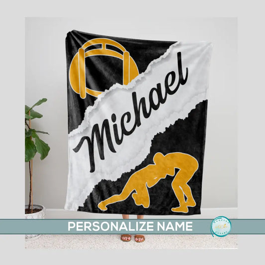 Personalized Name Wrestling Sport Blanket