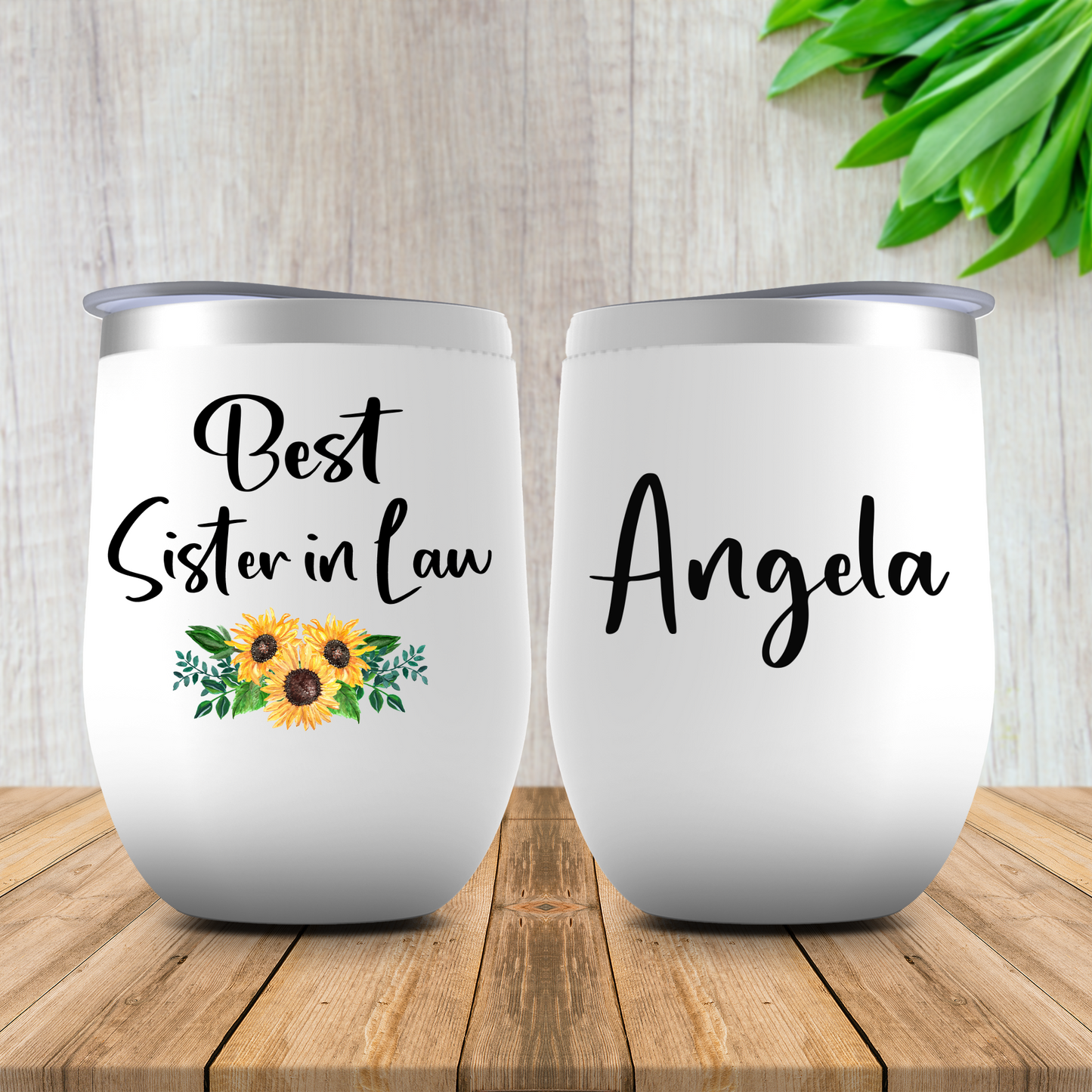 Best Sister-in-Law Wine Tumbler, Personalized Sister in Law Birthday, Christmas Gift, Sister Floral Cup, Sis in Law Wedding Gift from Bride