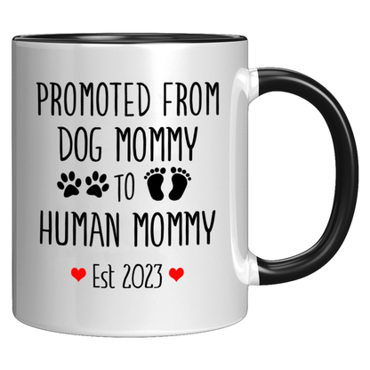 Promoted From Dog Mommy To Human Mommy Est Mug