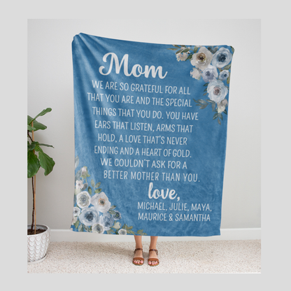 Mom We are Grateful Blanket