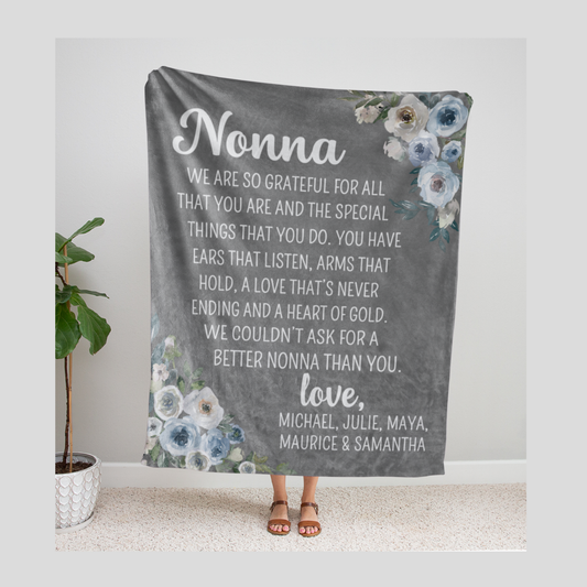 Nonna We are Grateful Grandkids Blanket