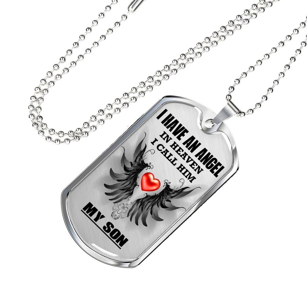 Angel in Heaven My Son Dog Tag Necklace