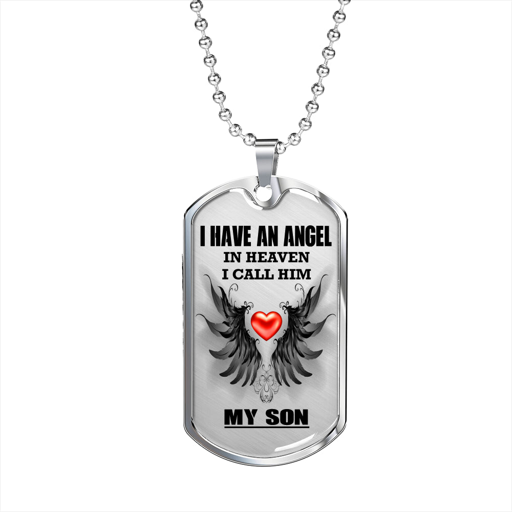 Angel in Heaven My Son Dog Tag Necklace