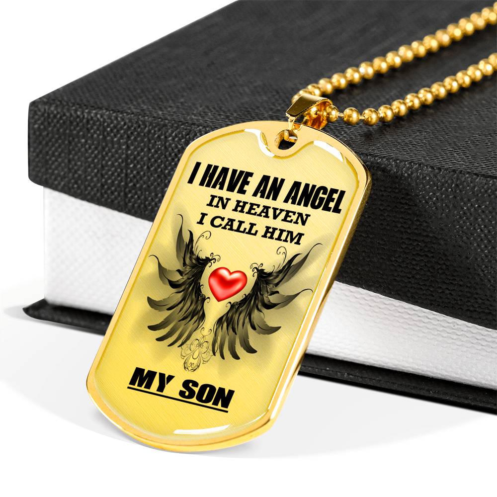 Angel in Heaven My Son Dog Tag Necklace