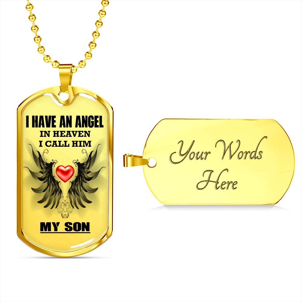 Angel in Heaven My Son Dog Tag Necklace