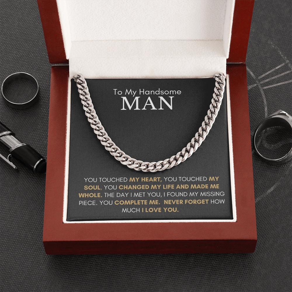 To My Handsome Man Cuban Chain Necklace