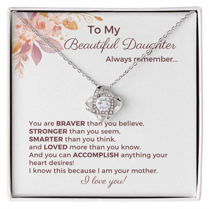 To My Beautiful Daughter Love Knot Necklace