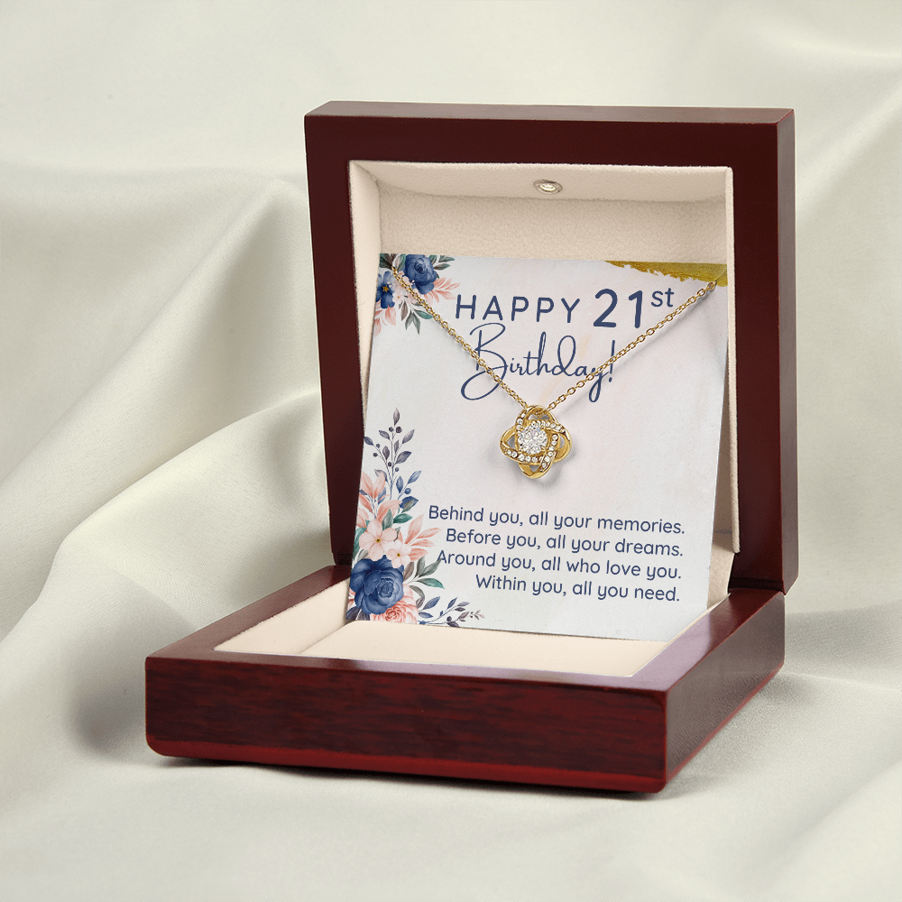 Happy 21st Birthday Love Knot Necklace