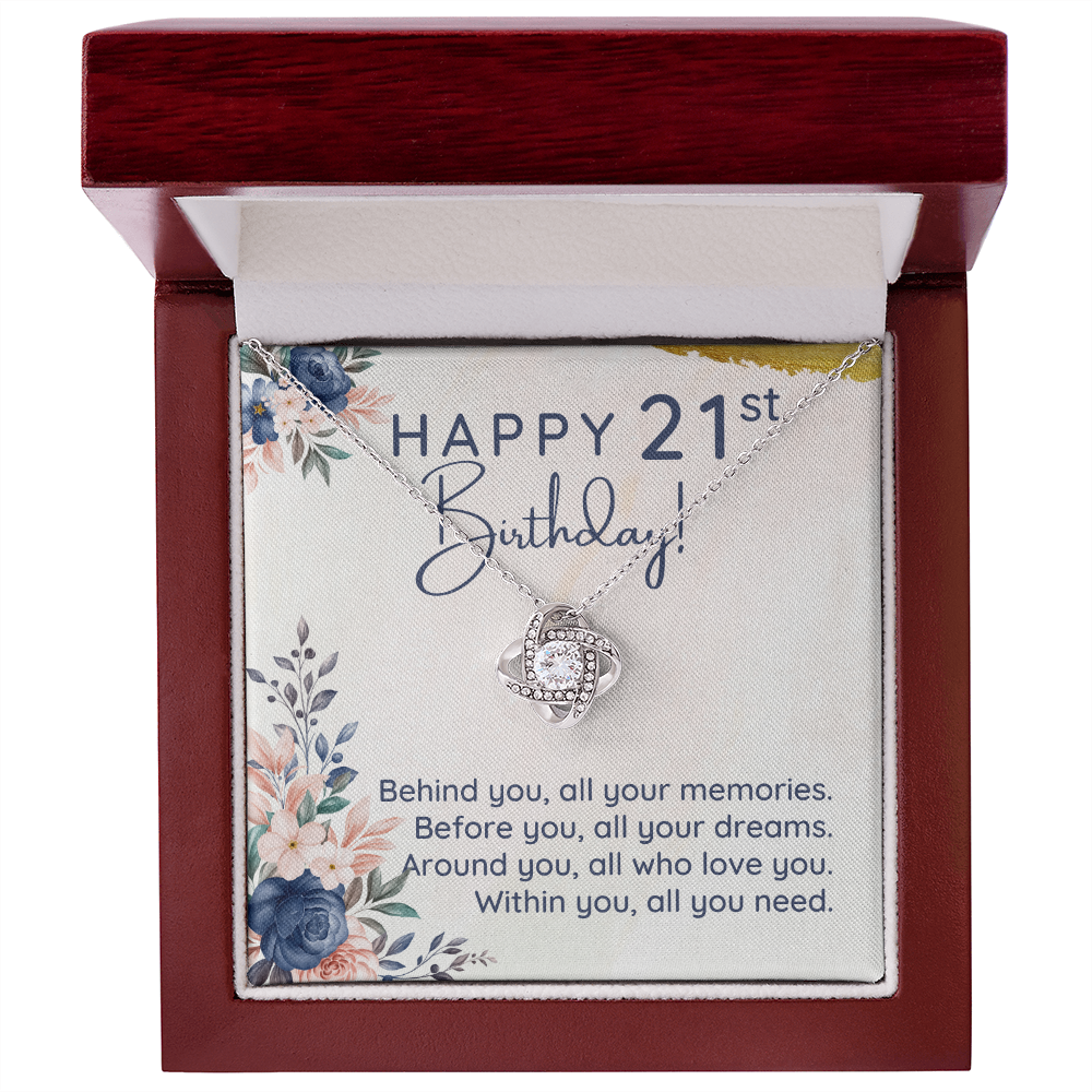 Happy 21st Birthday Love Knot Necklace