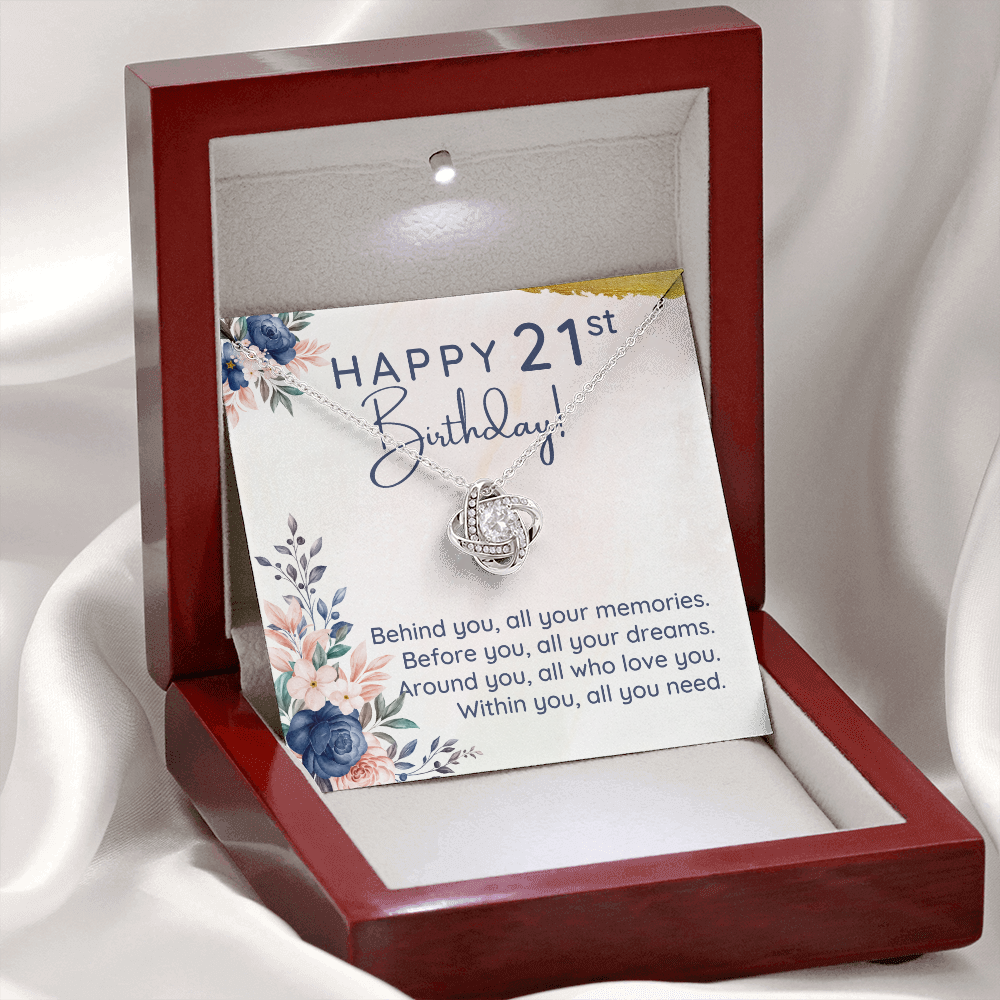 Happy 21st Birthday Love Knot Necklace