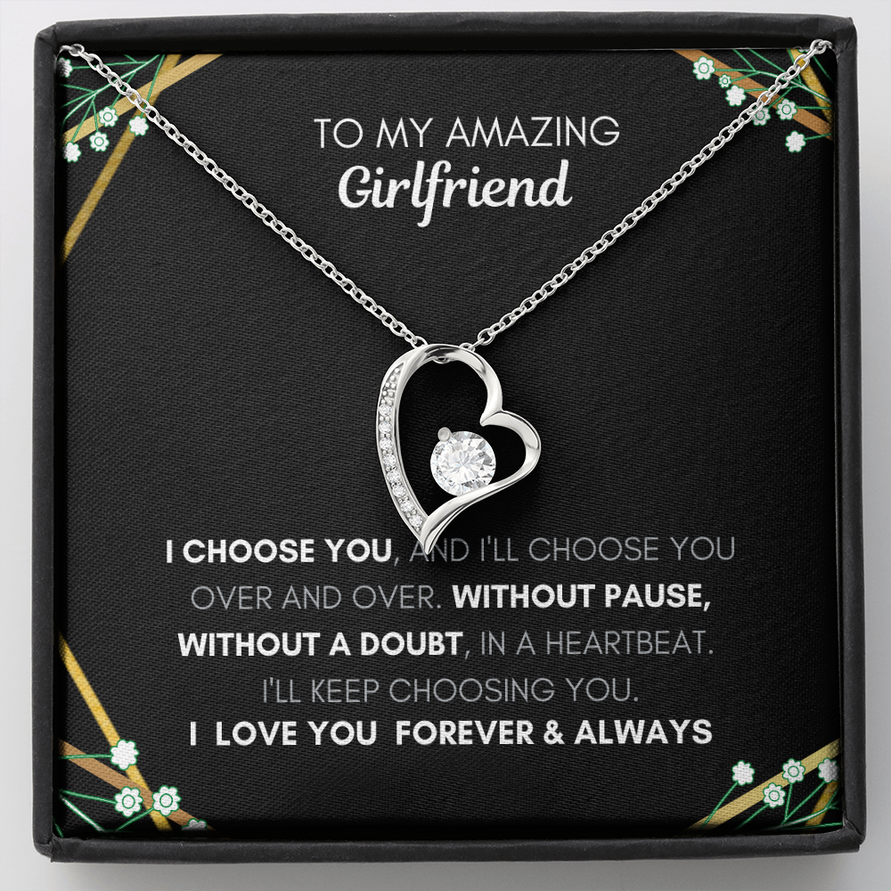 Amazing Girlfriend Forever and Always Heart Necklace