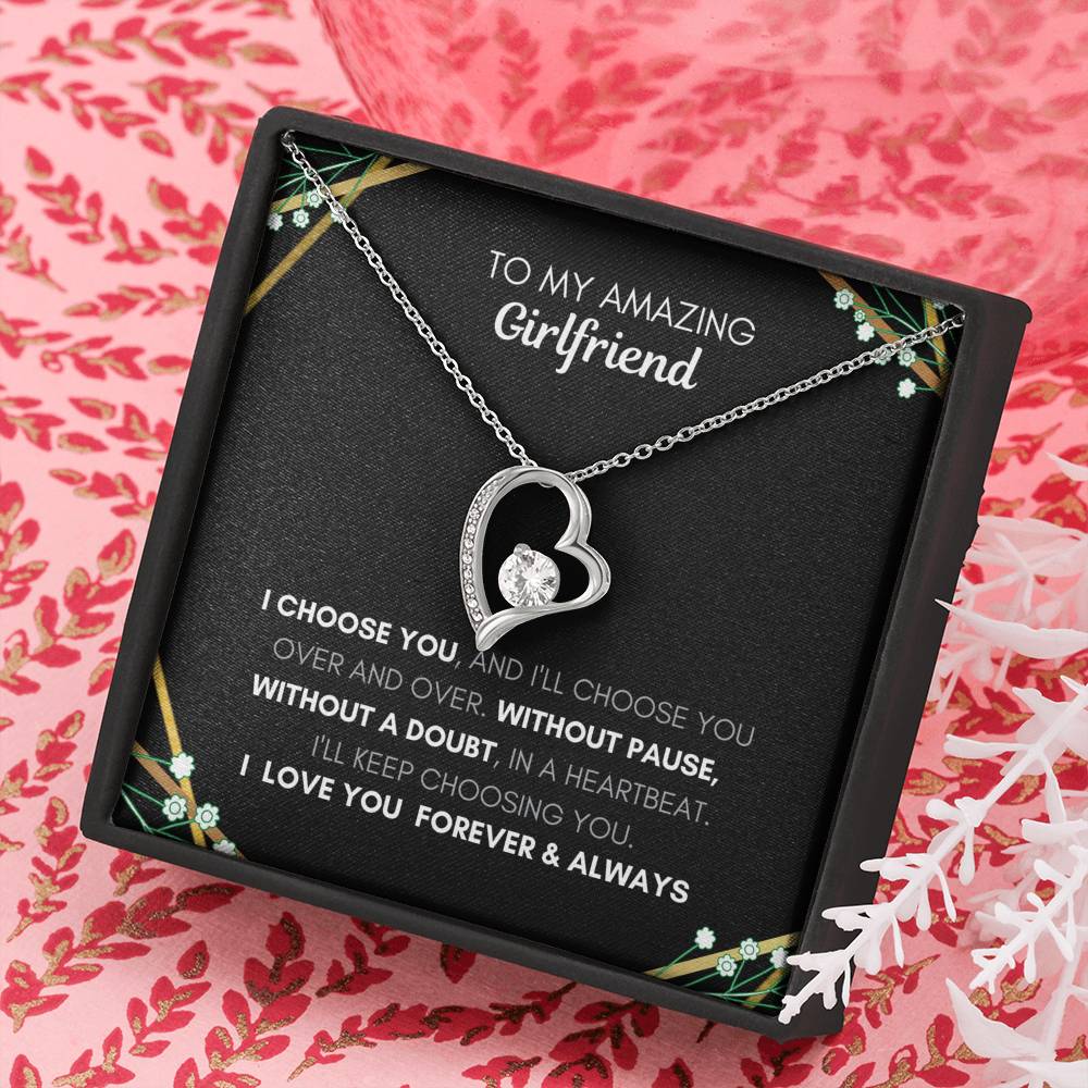 Amazing Girlfriend Forever and Always Heart Necklace