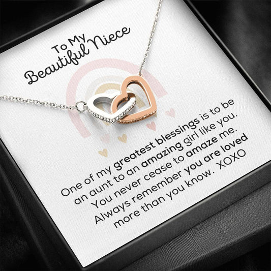 Niece You Amaze Me Interlocking Hearts Necklace