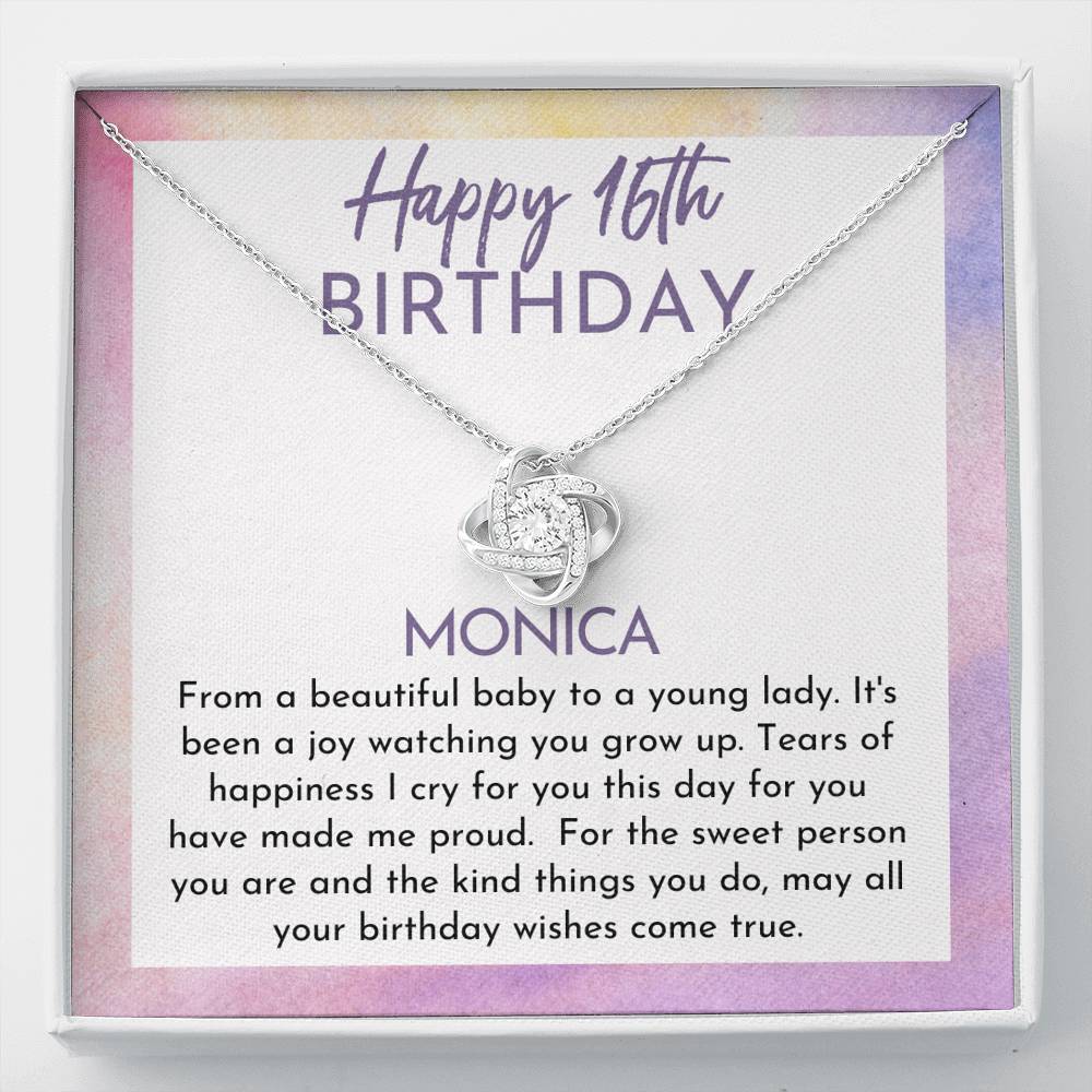 Happy 16th Sweet Girl Love Knot Necklace