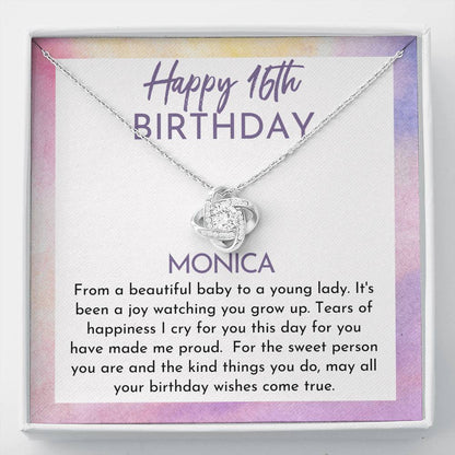 Happy 16th Sweet Girl Love Knot Necklace