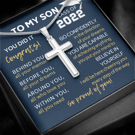 To My Son You Did It Graduation Cross Necklace