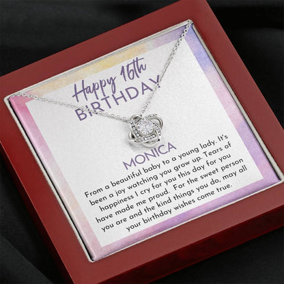 Happy 16th Sweet Girl Love Knot Necklace