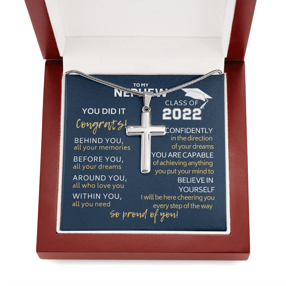 To My Nephew Artisan-Crafted Stainless Steel Cross Necklace