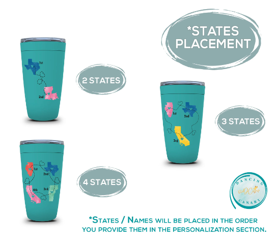Never Too Far To Drink Together Tumbler - Personalized Long Distance Friendship Gift - Sister State To State Cup