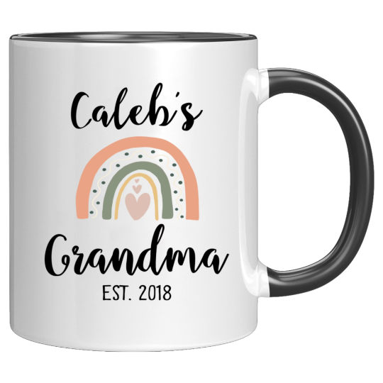 Grandma Rainbow Mug, Personalized Grandmother Gift with Grandchild Name