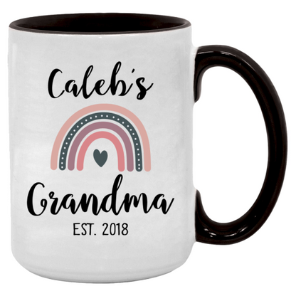 Grandma Rainbow Mug, Personalized Grandmother Gift with Grandchild Name