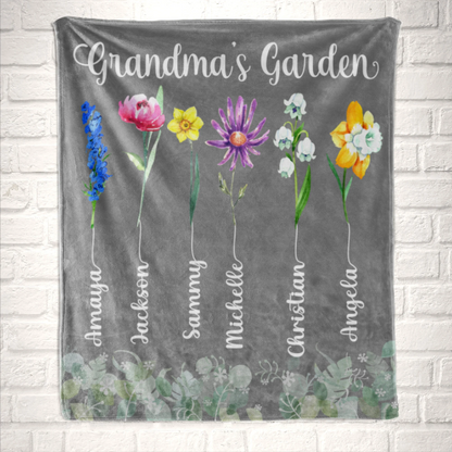 Grandma's Garden Blanket, Blanket with Grandkids Names