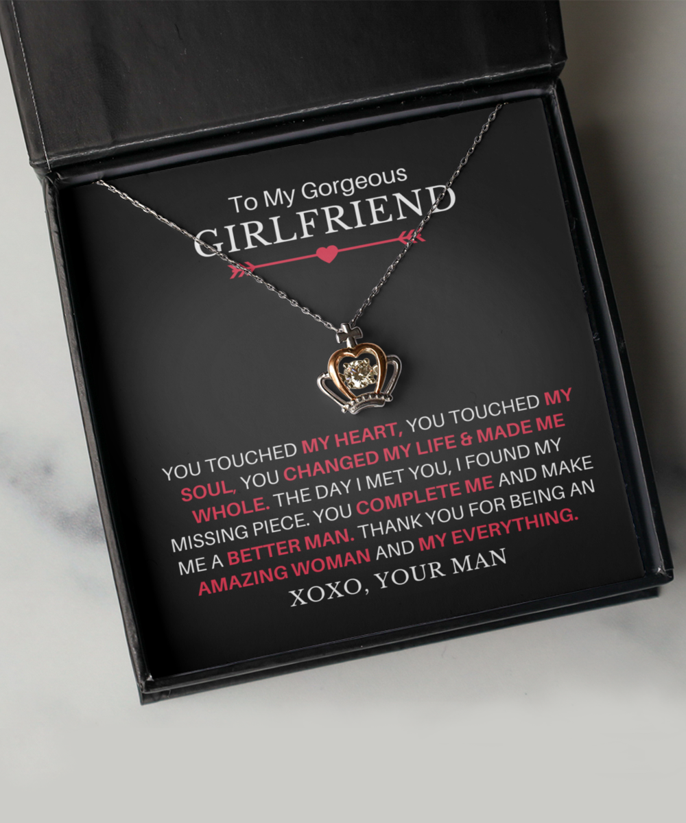 Gorgeous Girlfriend You Complete Me Crown Necklace