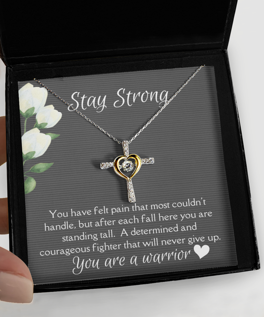 You Are a Warrior Sterling Silver Cross Necklace for Women, AA Sobriety Anniversary, Addiction Jewelry, Cancer Recovery, Trauma or Eating Disorder