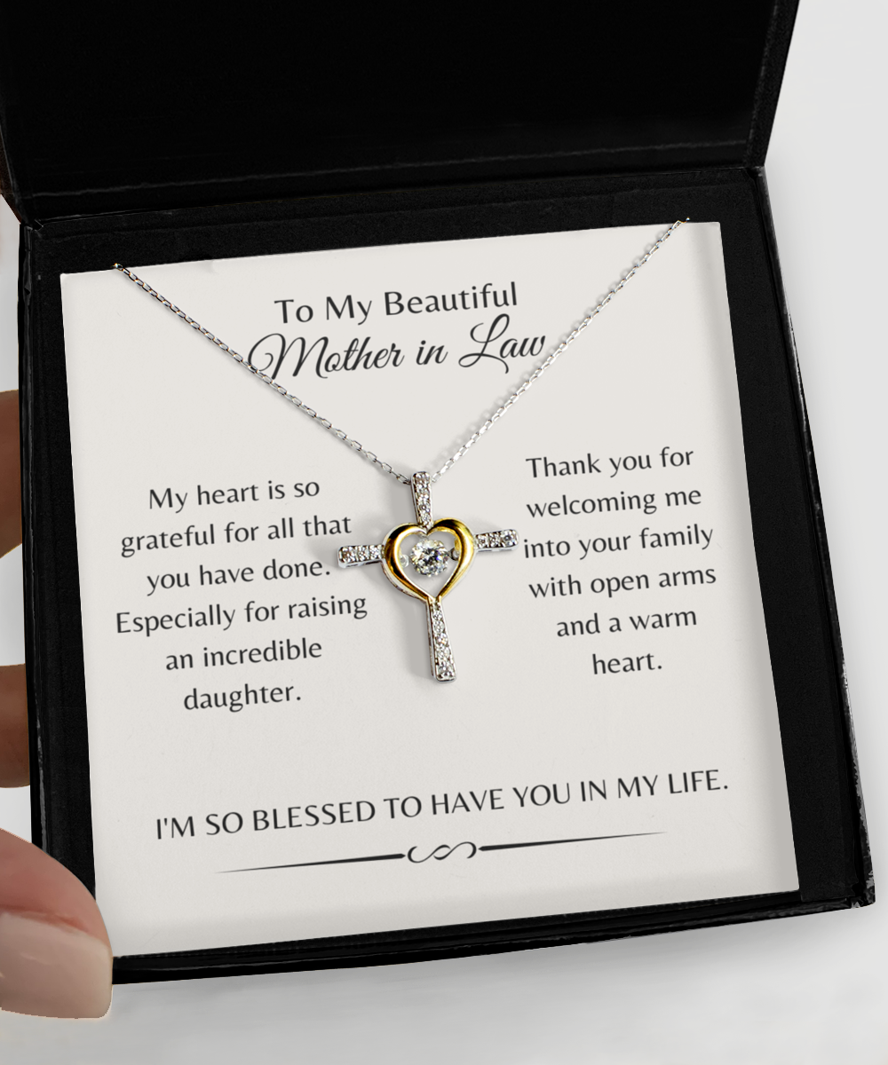 Mother in Law Cross Necklace, Mother of the Bride Wedding Thank You Gifts from Bride, Future Mother in Law Jewelry, Mother in Law to Be