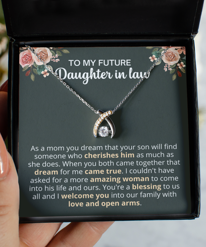 Future Daughter in Law Gifts, Wedding from Mother in Law, Daughter-in-law Love Knot Necklace for Engagement, Bride, Son's Fiancee