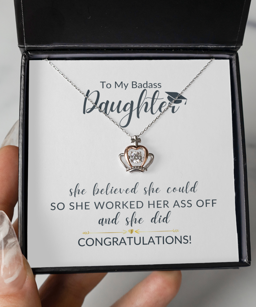 To My Badass Daughter Crown Necklace