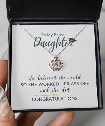 To My Badass Daughter Crown Necklace