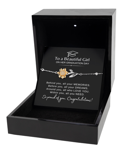 To A Beautiful Girl on Her Graduation Day Sunflower Bracelet, Congrats Grad Gift for Her