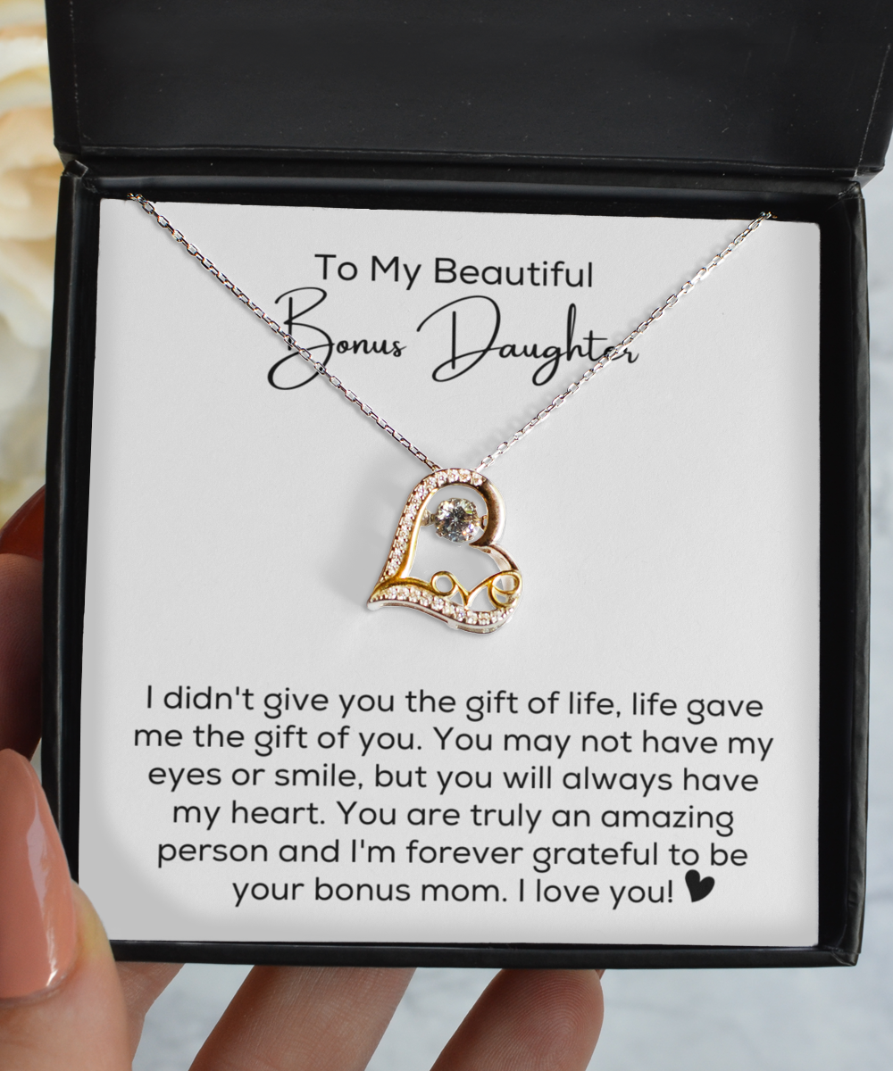 Stepdaughter Gifts, Bonus Daughter Heart Necklace Sterling Silver, Jewelry  from Stepmom, Bonus Mom, Stepmother for Step Daughter from Dancing Canary