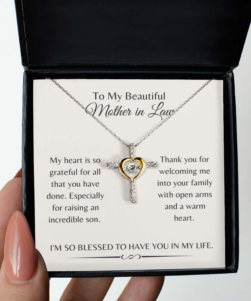 Beautiful Mother in Law Thank you for Raising An Incredible Son Cross Necklace