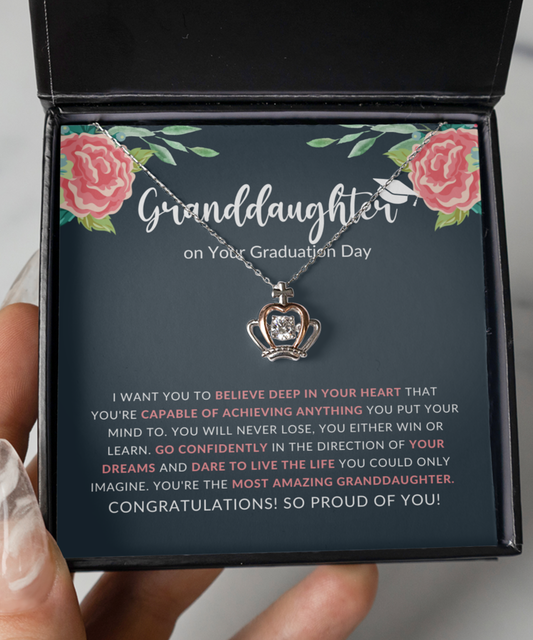 Granddaughter on Your Graduation Day Crown Necklace