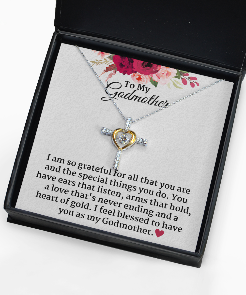 Godmother You are a Blessing Cross Sterling Silver Necklace from Goddaughter or Godson, Jewelry for Birthday, Christmas, Mother's Day