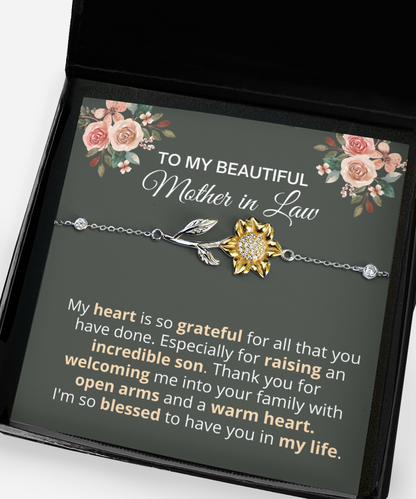 Beautiful Mother-in-law Sunflower Bracelet