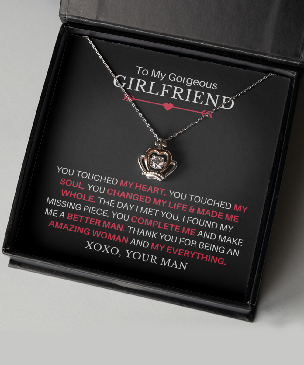 Gorgeous Girlfriend You Complete Me Crown Necklace