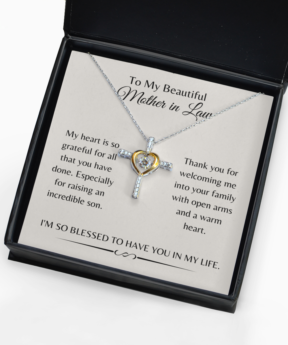 Beautiful Mother in Law Thank you for Raising An Incredible Son Cross Necklace