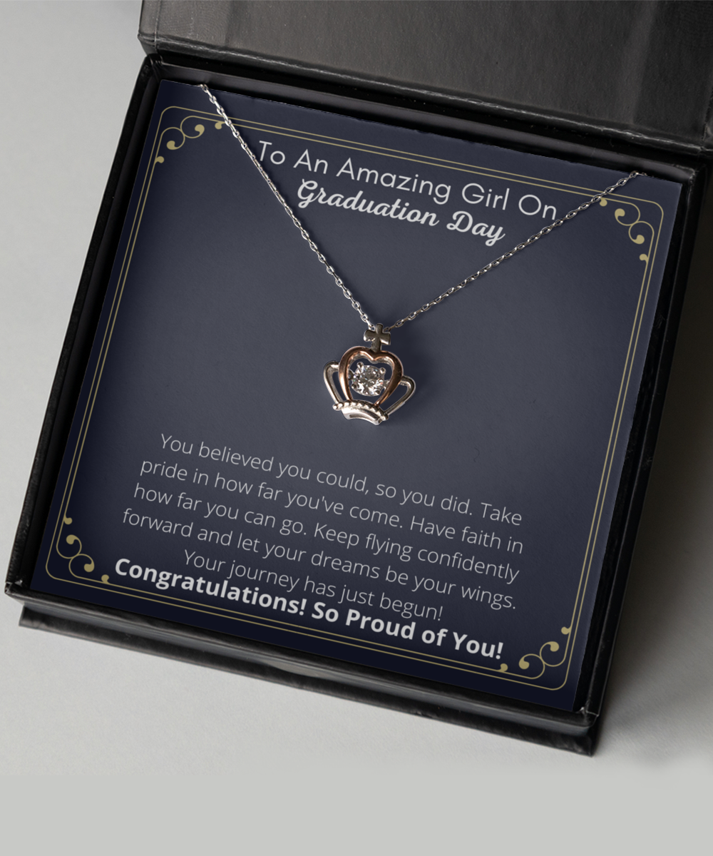 Graduation Crown Necklace Gift For Her, Sterling Silver Graduation For Daughter From Dad Or Mom, College Or High School Graduation Jewelry For Granddaughter