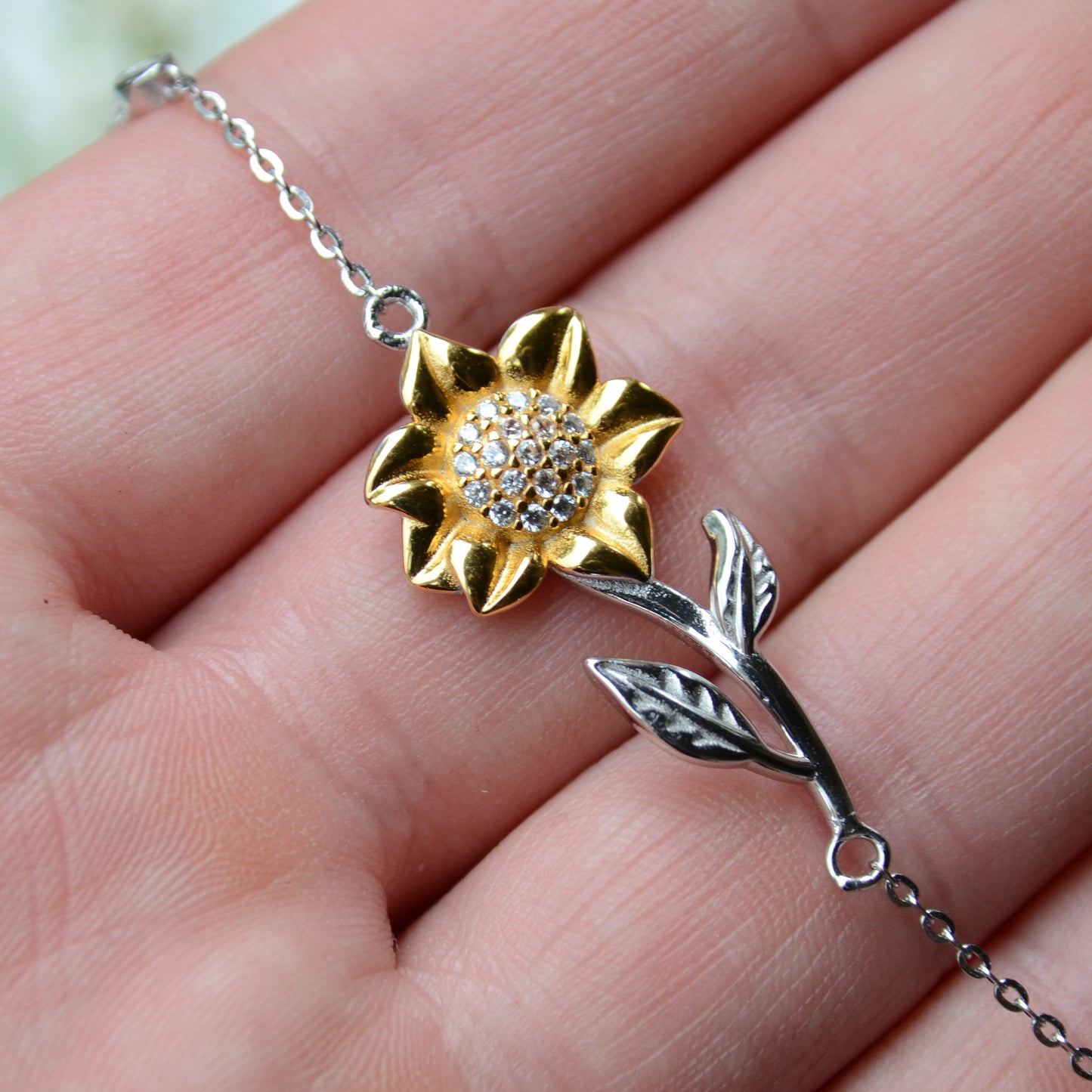 To My Son's Girlfriend Sunflower Bracelet, Bonus Daughter Birthday, Christmas Gifts from Boyfriend's Mom, Future Daughter in Law Jewelry